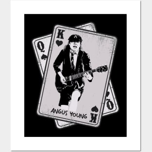 Retro Angus Young Guitarist Card Style Posters and Art